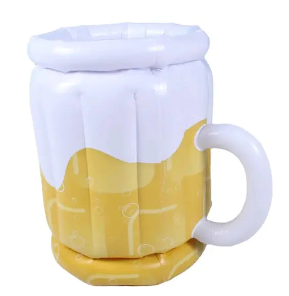 Large Inflatable Beer Mug Cooler Float - 2-in-1 Drink Holder Pool Float for Adults | 39" Inflatable Beer Mug Cooler with Cold Drink Storage