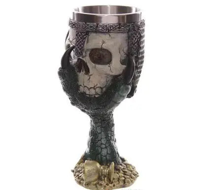3D Skull & Spine Goblet - 400ml Gothic Beer Glass | Stainless Steel & Resin Drinkware