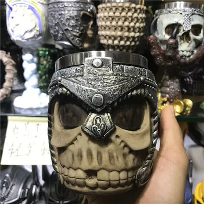 3D Skull & Spine Goblet - 400ml Gothic Beer Glass | Stainless Steel & Resin Drinkware