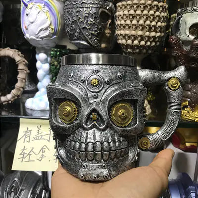 3D Skull & Spine Goblet - 400ml Gothic Beer Glass | Stainless Steel & Resin Drinkware