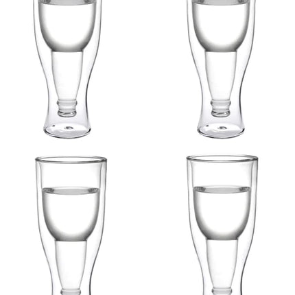 Premium Handcrafted Borosilicate Beer Glass Mug – Unique Double Wall, 350ml Transparent Craft Beer Cup